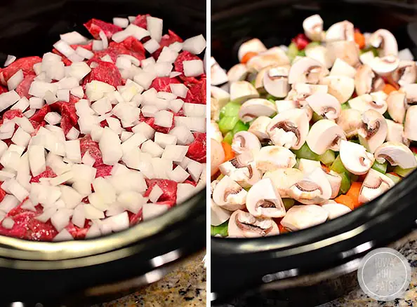 Crock Pot Beef Stew is easy, hearty, and comforting. Toss everything into the crock pot at night then pop into the base and cook the next day! #glutenfree | iowagirleats.com