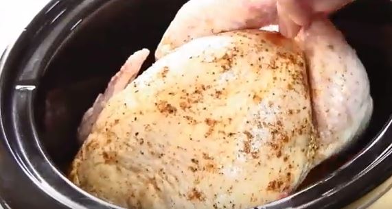Slow Cooker Whole Roast Chicken put chicken in breast side up