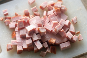 Slow Cooker Breakfast Bake Ham cubes