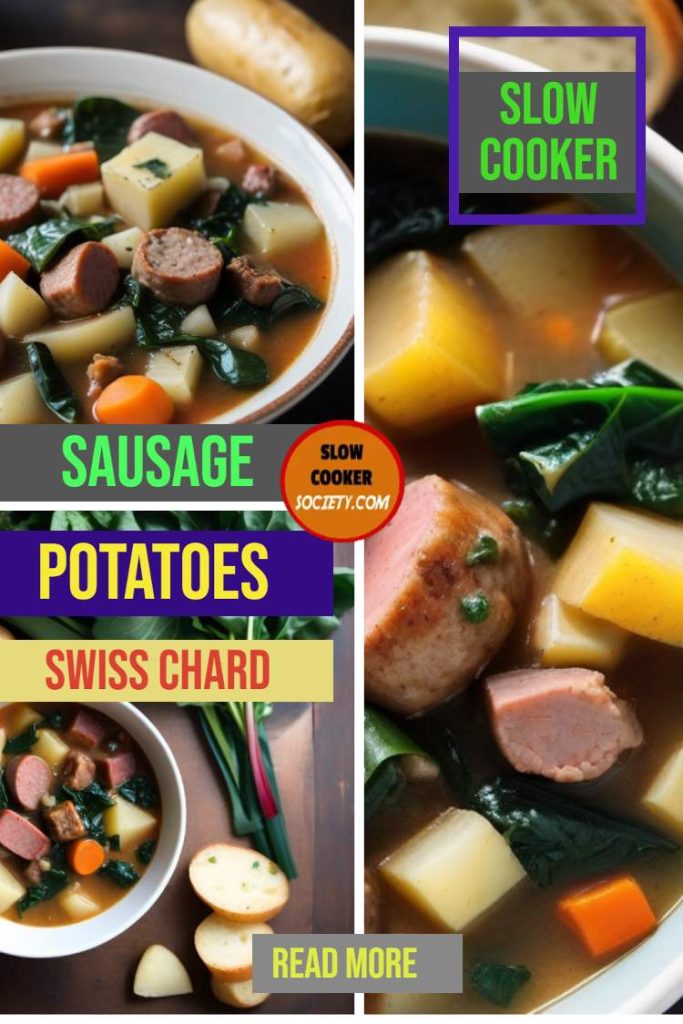 Slow Cooker Sausage Potatoes Swiss Chard Soup SlowCookerSociety