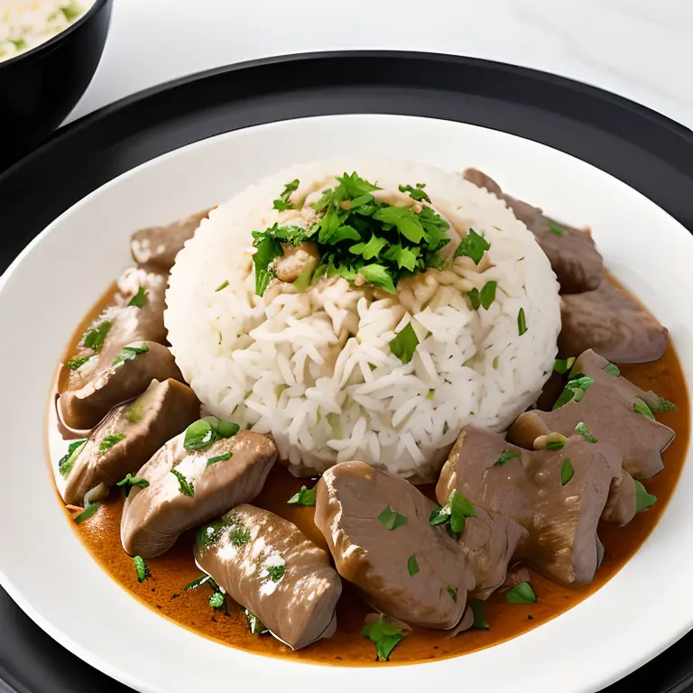 Slow cooker Beef Tips and Rice is amazing