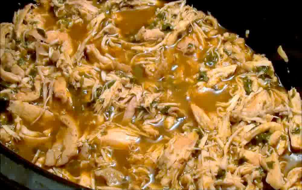 Slow Cooker Appetizer Chicken Tostadas8 shred with fork