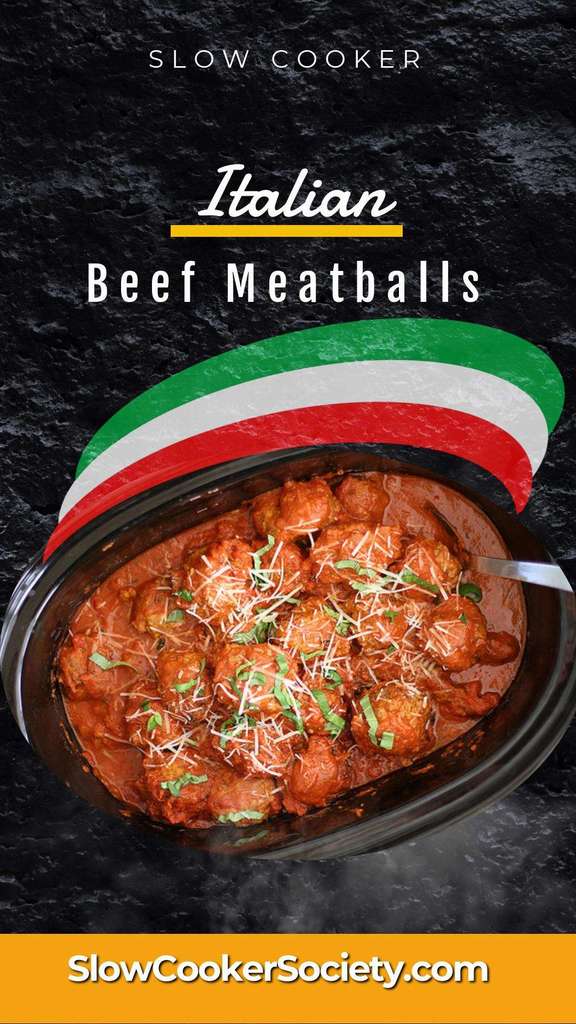 Slow Cooker Italian Beef Meatballs as seen on SlowCookerSociety.com