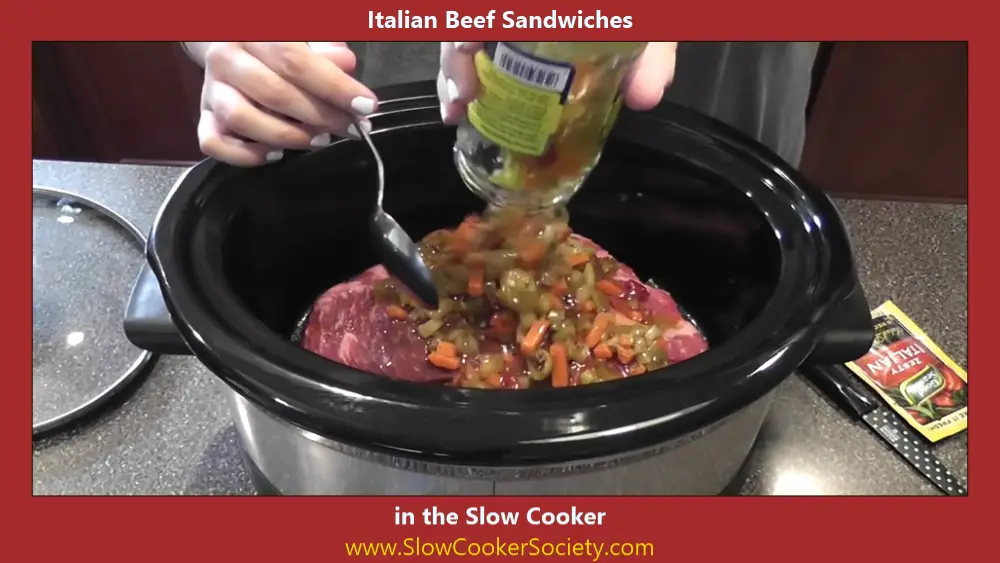 Slow Cooker Italian Beef Sandwiches with Pepperoncinis SlowCookerSociety3