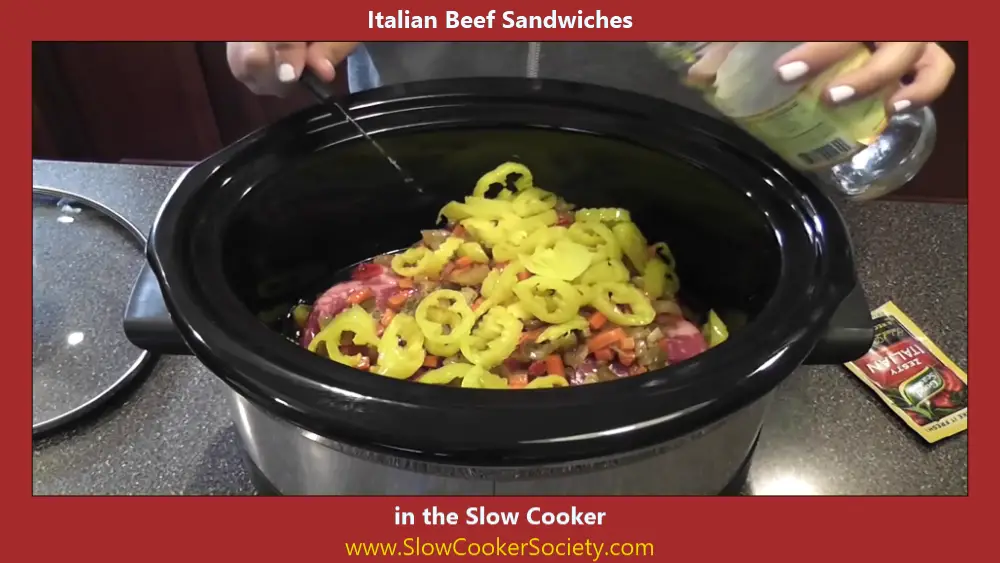 Slow Cooker Italian Beef Sandwiches with Pepperoncinis SlowCookerSociety4