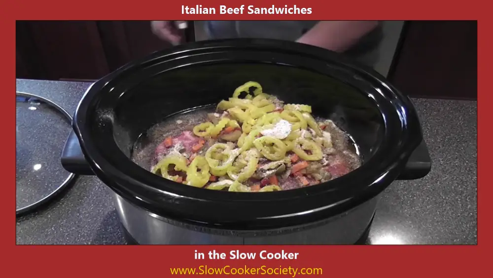 Slow Cooker Italian Beef Sandwiches with Pepperoncinis SlowCookerSociety6