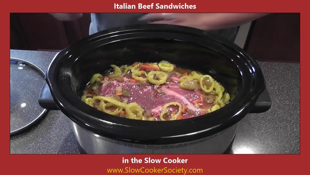 Slow Cooker Italian Beef Sandwiches with Pepperoncinis SlowCookerSociety7
