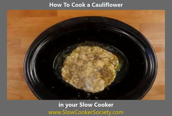 Slow Cooker Cauliflower pour spices on slow cooker