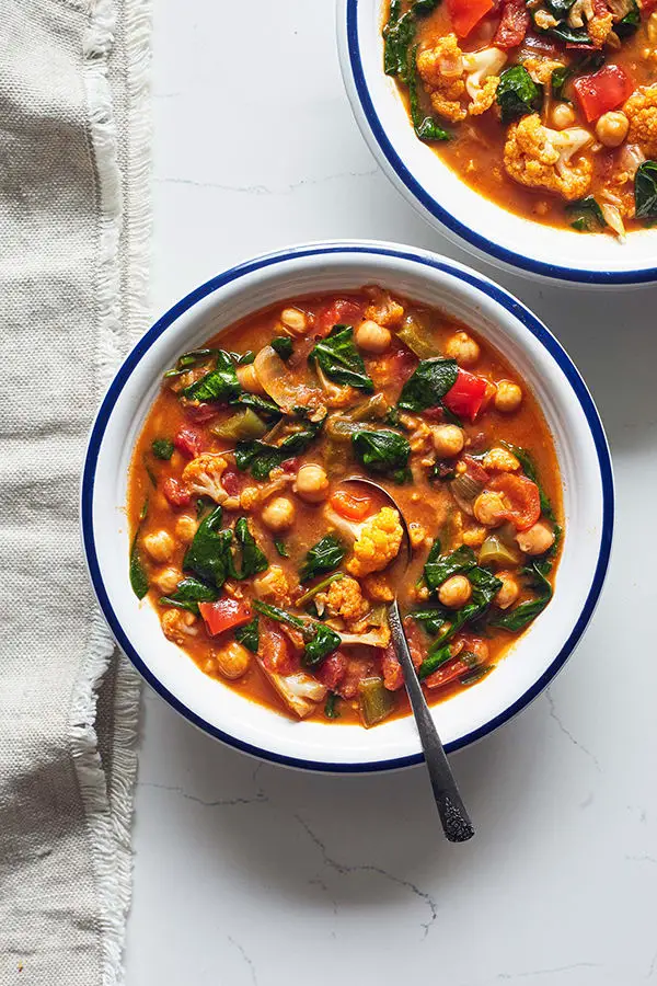 Slow Cooker Vegan Stew with Chickpeas & Spinach