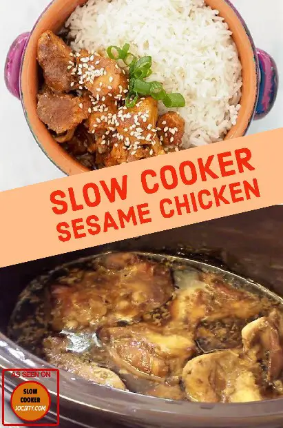 Slow Cooker Sesame Chicken so delicious as seen on SlowCookerSociety.com