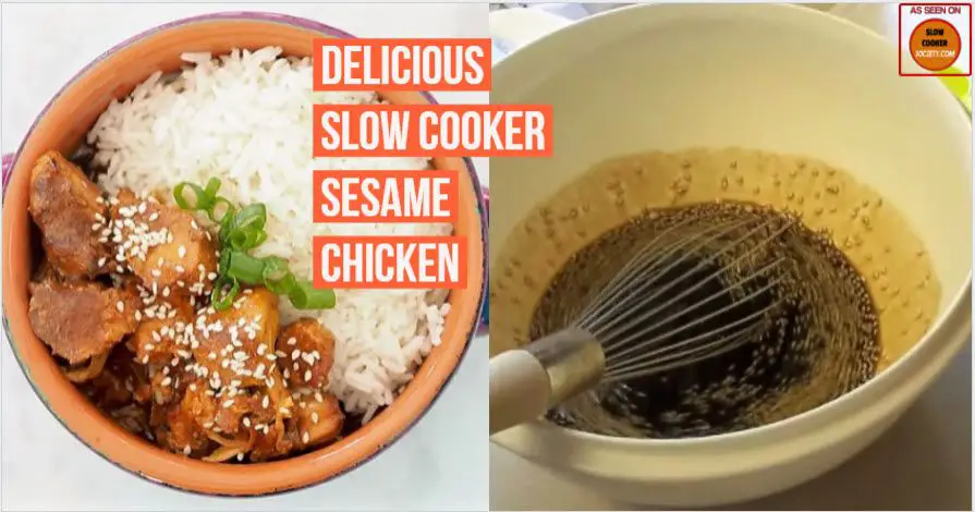 Slow Cooker Sesame Chicken so easy and delicious as seen on https://SlowCookerSociety.com