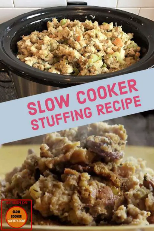 Slow Cooker Stuffing Recipe as seen on SlowCookerSociety