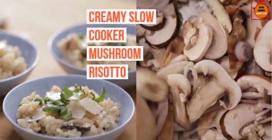 Gourmet Mushroom Risotto Made In the Crock Pot! This delicious and creamy risotto is easier than you think... If you've never made risotto before, this easy recipe is a great place to start. This simple Italian classic recipe as seen on https://slowcookersociety.com