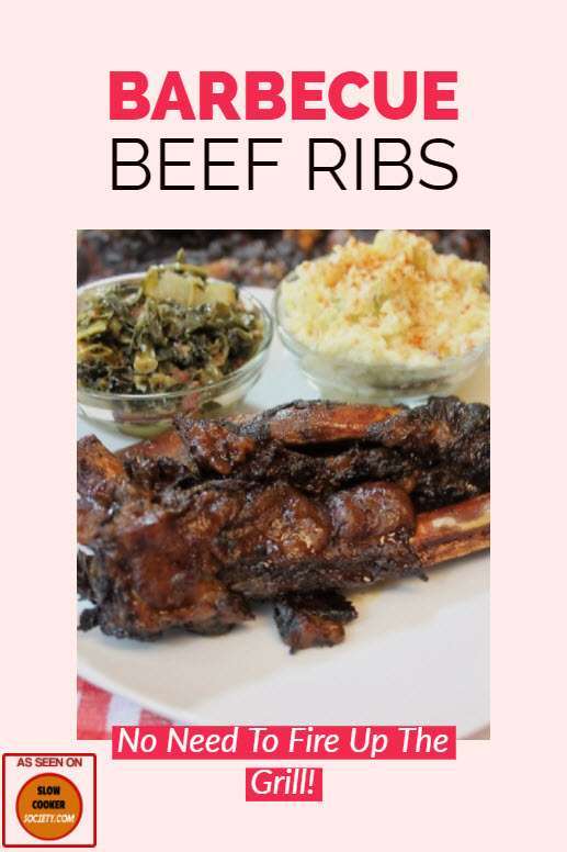 Slow Cooker Beef BBQ Ribs Recipe as seen on SlowCookerSociety.