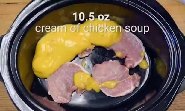3 Ingredients Slow Cooker Pork Chops some cream of chicken soup