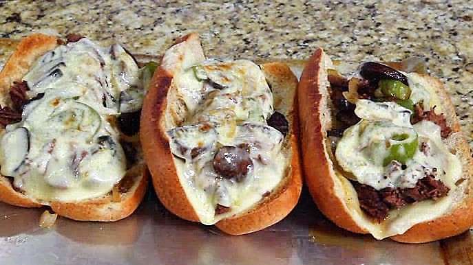 Crock Pot Cheese Steak Sandwiches they are ready as seen on SlowCookerSociety