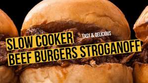 Slow Cooker Beef Burger Stroganoff as seen on SlowCookerSociety Yummy