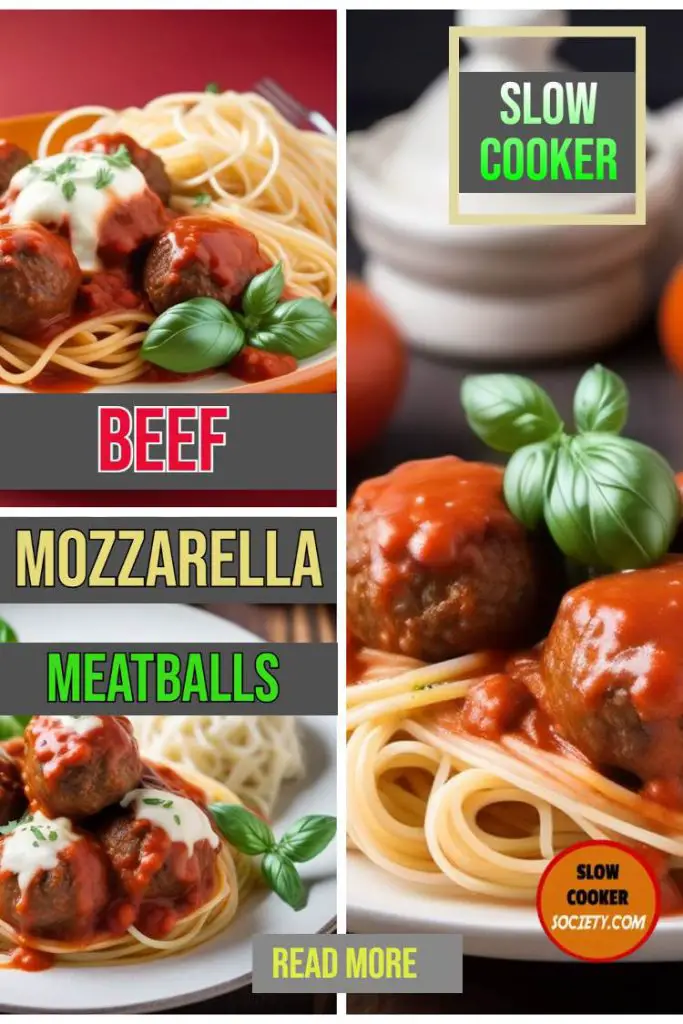 Slow Cooker Beef Mozzarella Meatballs via SlowCookerSociety