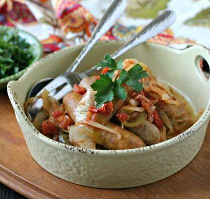 Slow Cooker Sausage and Peppers as seen on SlowCookerSociety1