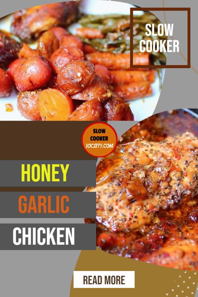 Honey Garlic Chicken and Veggies Slow Cooker Recipe pin