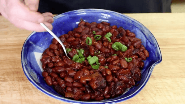 Easy Slow Cooker BBQ Pork & Beans as seen on SlowCookerSociety11