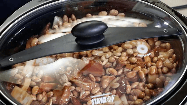 Easy Slow Cooker BBQ Pork & Beans as seen on SlowCookerSociety6