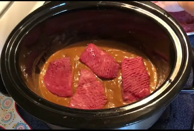 Slow Cooker Cubed Steak add steak