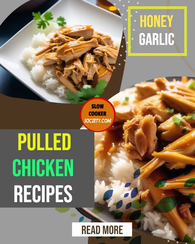 Slow Cooker Honey Garlic Pulled Chicken via Slow Cooker Society easy