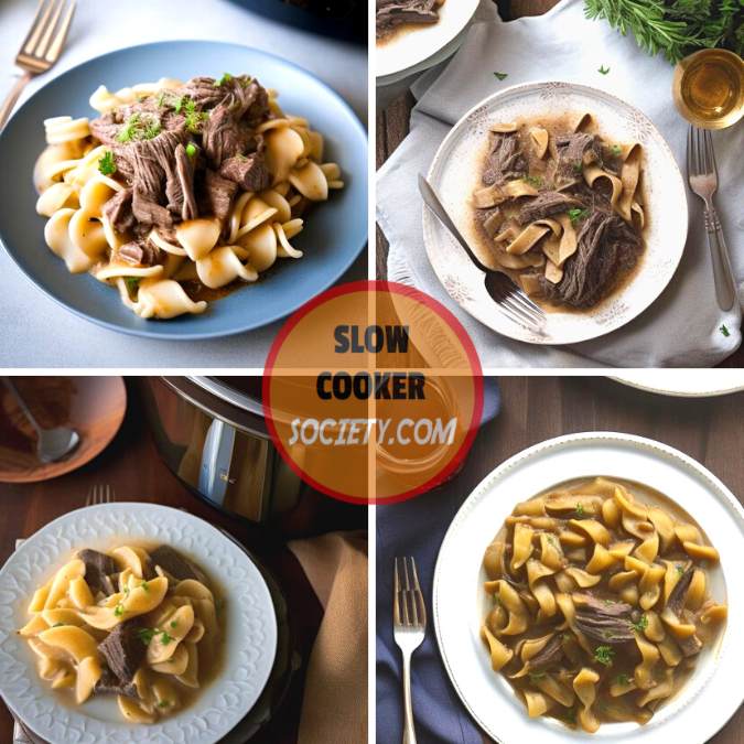 Crock Pot Beef and Noodles SlowCookerSociety with different variations