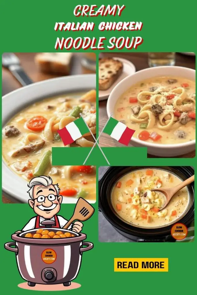 Slow Cooker Creamy Italian Chicken Noodle Soup pin